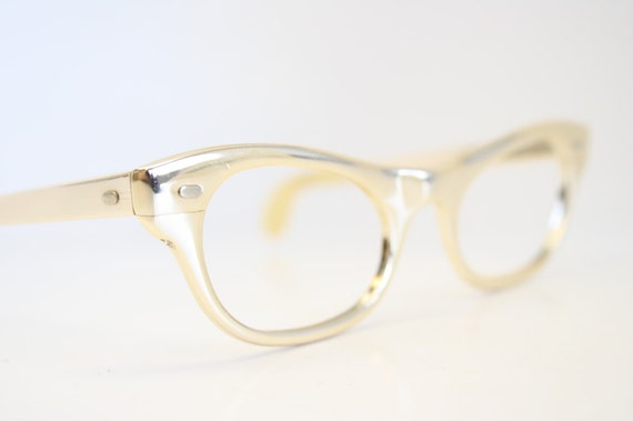Cat Eyeglasses Gold vintage Eyewear Retro Glasses… - image 3