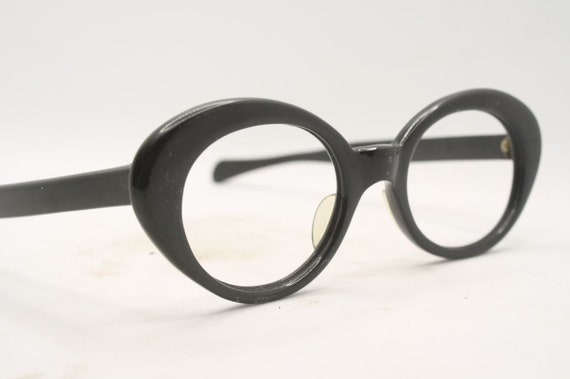 Oval Vintage Eyeglasses Black New Old Stock 1970s… - image 1