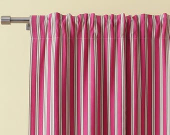 Bio-Gardinen mit rosa Streifen, handgefertigte Blockdruckgardinen, transparente Stoffvorhänge, Gardinen für Wohn- und Schlafzimmer, Fensterdekorationen aus Baumwolle