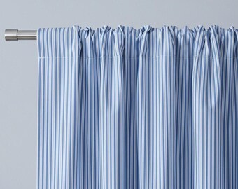 Gestreifter Schrankvorhang aus Baumwolle, maßgefertigter Sichtschutzvorhang, Fensterdekoration für Landhausküchen, Vorhang mit Blockdruck, Café-Vorhänge