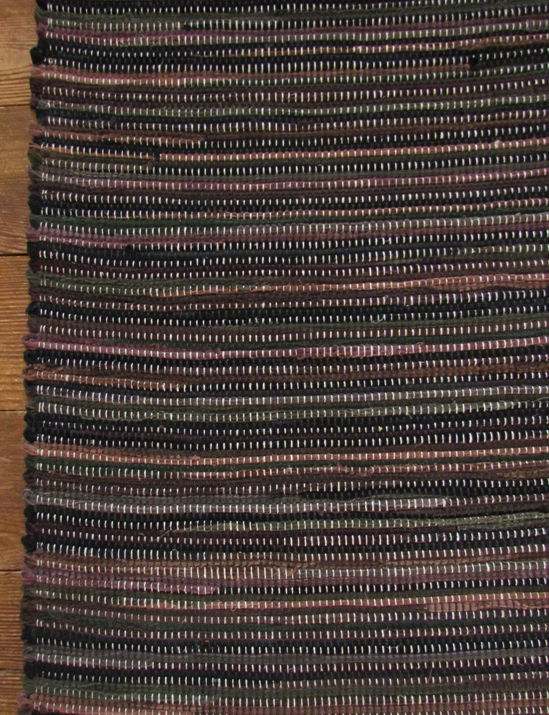 Earthy Rag Rug Runner: Recycled Corduroy, Hemp & Cotton (24