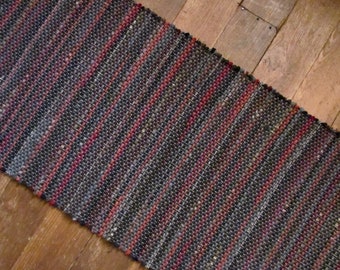 Handwoven Wool Rag Rug Runner 24" x 64"