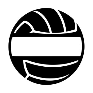 Peut inclure: Une illustration graphique en noir et blanc représentant un ballon de volley-ball. Le design présente une forme circulaire noire unie avec des lignes en espace négatif blanc formant le motif classique des panneaux d'un ballon de volley.