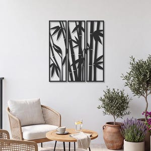 Bamboo Metal Wall Art, Zen Wall Decor, Botanical Wall Hanging, Nature Wall Sculpture, Minimalist Home Decor, Asian Home Decor, Zen Patio Art