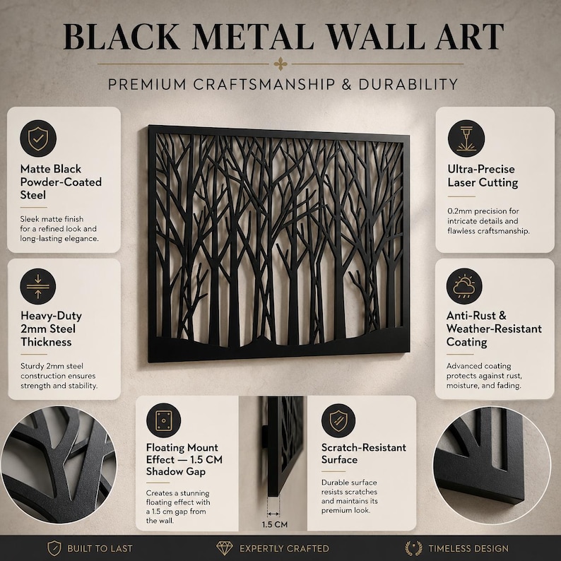 Bamboo Metal Wall Art, Zen Wall Decor, Botanical Wall Hanging, Nature Wall Sculpture, Minimalist Home Decor, Asian Home Decor, Zen Patio Art image 12