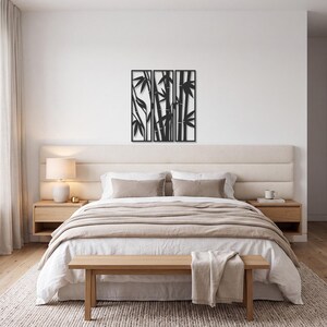Bamboo Metal Wall Art, Zen Wall Decor, Botanical Wall Hanging, Nature Wall Sculpture, Minimalist Home Decor, Asian Home Decor, Zen Patio Art image 5