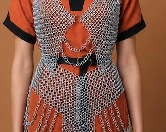 Women Chainmail top and Skirt Set, Medieval Chainmail Dress Fantasy Armor LARP, Cosplay Costume