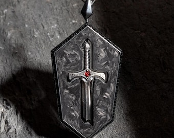 Silver Excalibur Sword Necklace, Broken Sword Pendant | Medieval Sword Necklace, Medieval Jewelry | Gothic Dagger Necklace, Fantasy Necklace
