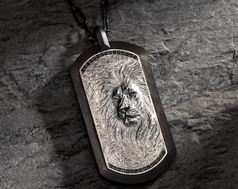 Sterling Silver Lion Necklace, Animal Jewelry Gift | Silver Lion Pendant, Animal Pendant | Wildlife Necklace, Animal Necklace for Boyfriend