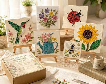 DIY Nature Mosaic Art Kit,Glass Mosaic Tile Craft Set,Sunflower,Butterfly,Bird,Home/Desk Decor,Relaxing Art Craft Gift for Adults/Beginner