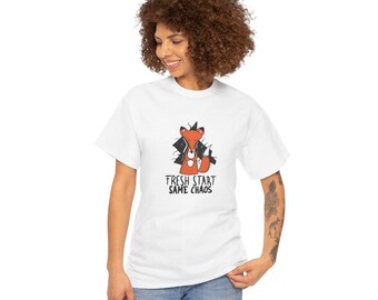 Fresh Start Same Chaos Cute Fox Neurodivergent ADHD Humor