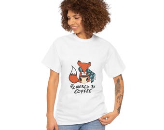 Powered By Coffee Cute Fox with Scarf Illustration