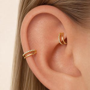 16G S925 Silver Dubbelgångjärnsring, Gångjärnsförsedd näsring, Septum Clicker-ring, Broskring, Helixörhänge