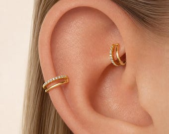 Aro doble de plata S925 de 16G, aro nasal articulado, aro de cierre para septum, aro para cartílago, aro para hélix.
