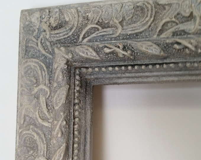 Large Ornate Vintage Wood Frame Hand Painted, Aged and Distressed, Wood