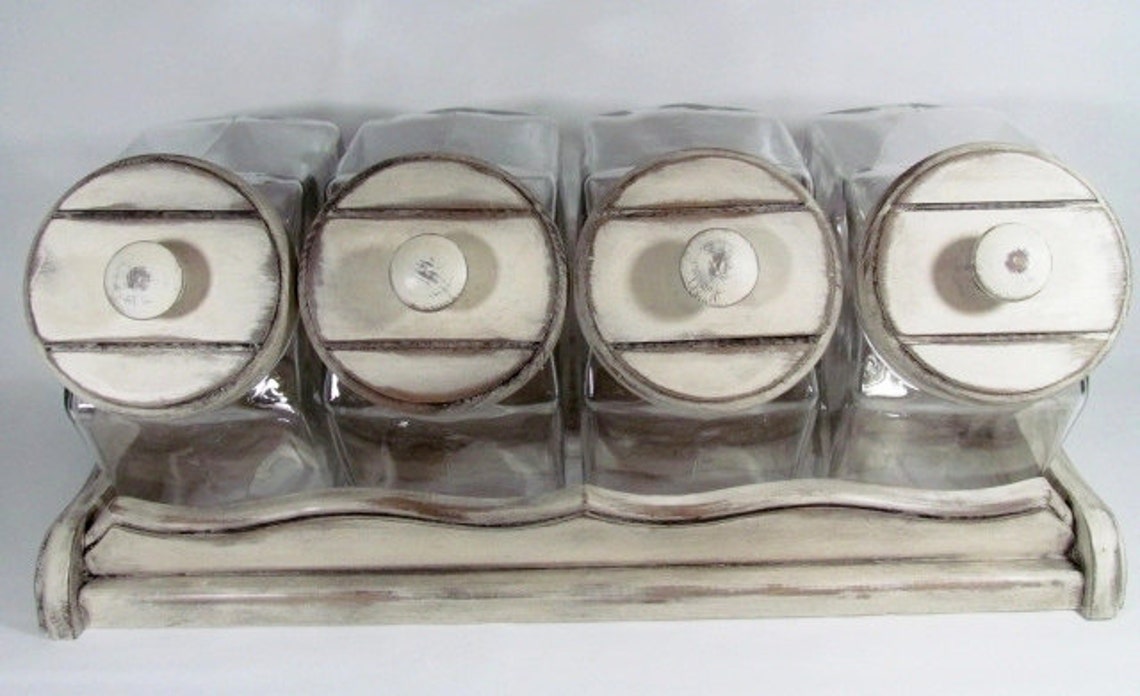 Vintage Glass Canister Set 4 Tilt Jars Etsy