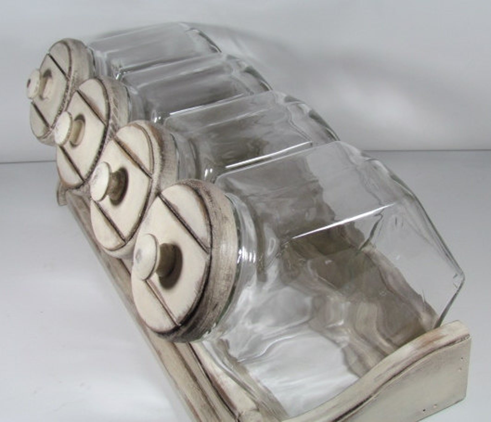 Vintage Glass Canister Set 4 Tilt Jars Etsy