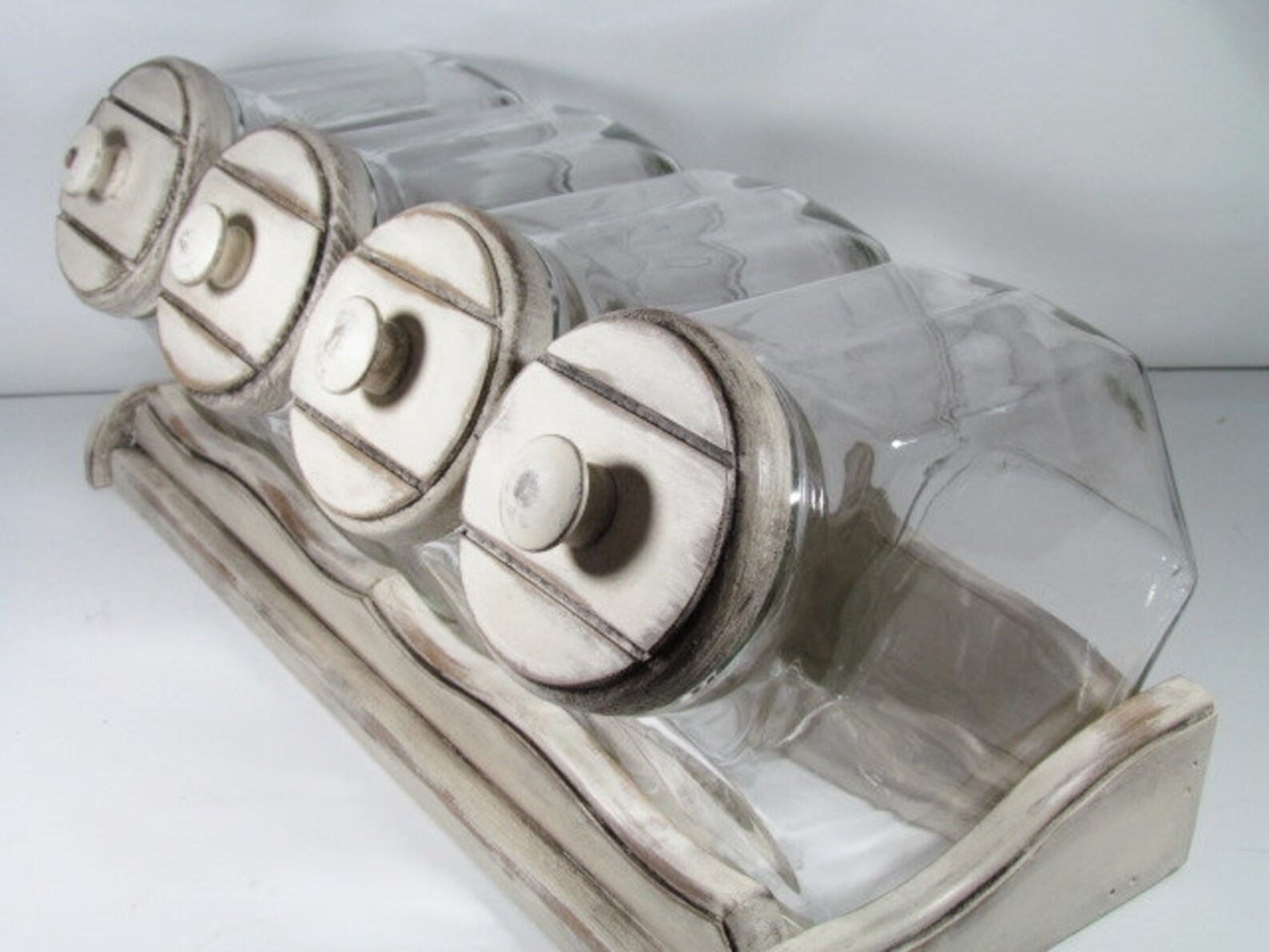 Vintage Glass Canister Set 4 Tilt Jars Etsy