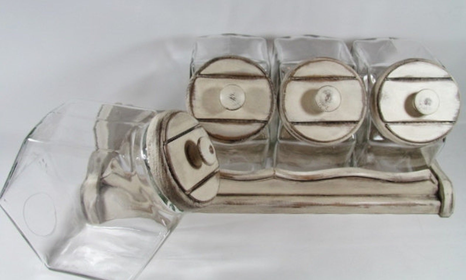 Vintage Glass Canister Set 4 Tilt Jars Etsy