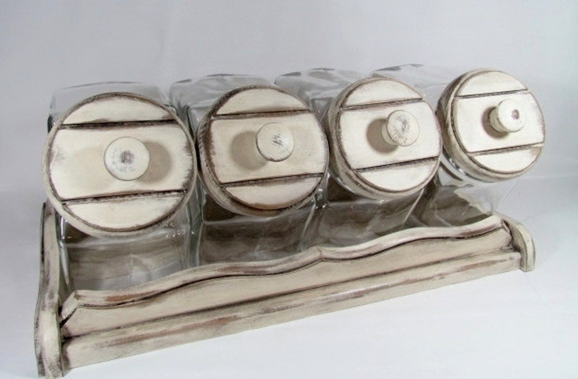 Vintage Glass Canister Set 4 Tilt Jars Etsy