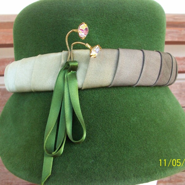 1950s Amazing green Ranleigh vintage hat
