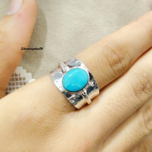 Kingman Turquoise Statement Ring, 925 Sterling Silver Vintage Style Ring, Gemstone Boho Silver Ring, Artisan Unique Ring, Gift For Woman,