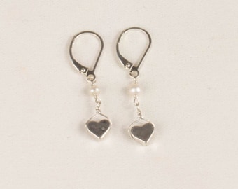 Solid Sterling Hearts and Pearls