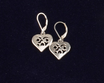 Boucles d’oreilles en argent sterling coeur