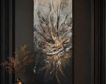 Original Reclaimed Painting and Canvas called Explode signed by Artist 150cm x 50cm  Recyled materials OOAK