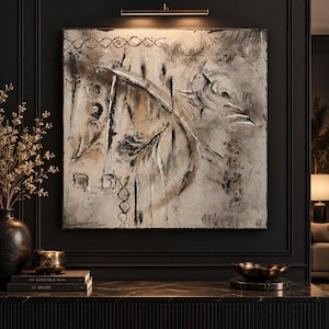 Original Abstract painting reclaimed Wall Art Canvas 80x80 cm Neutral image 1