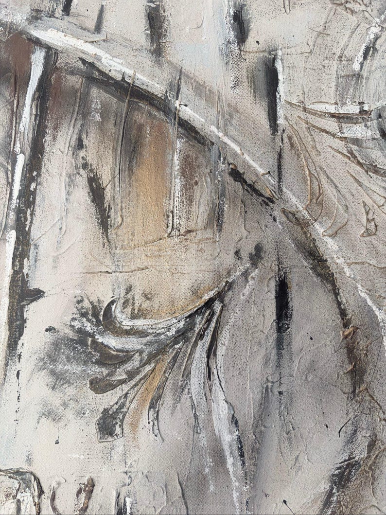 Original Abstract painting reclaimed Wall Art Canvas 80x80 cm Neutral image 16