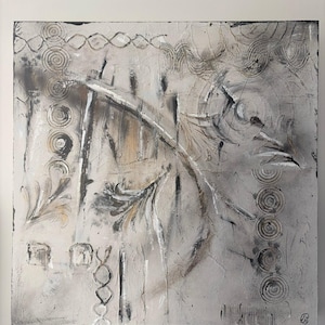 Original Abstract painting reclaimed Wall Art Canvas 80x80 cm Neutral image 17