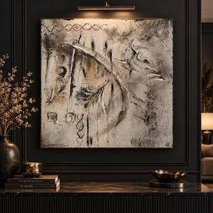 Original Abstract painting reclaimed Wall Art Canvas 80x80 cm Neutral image 10