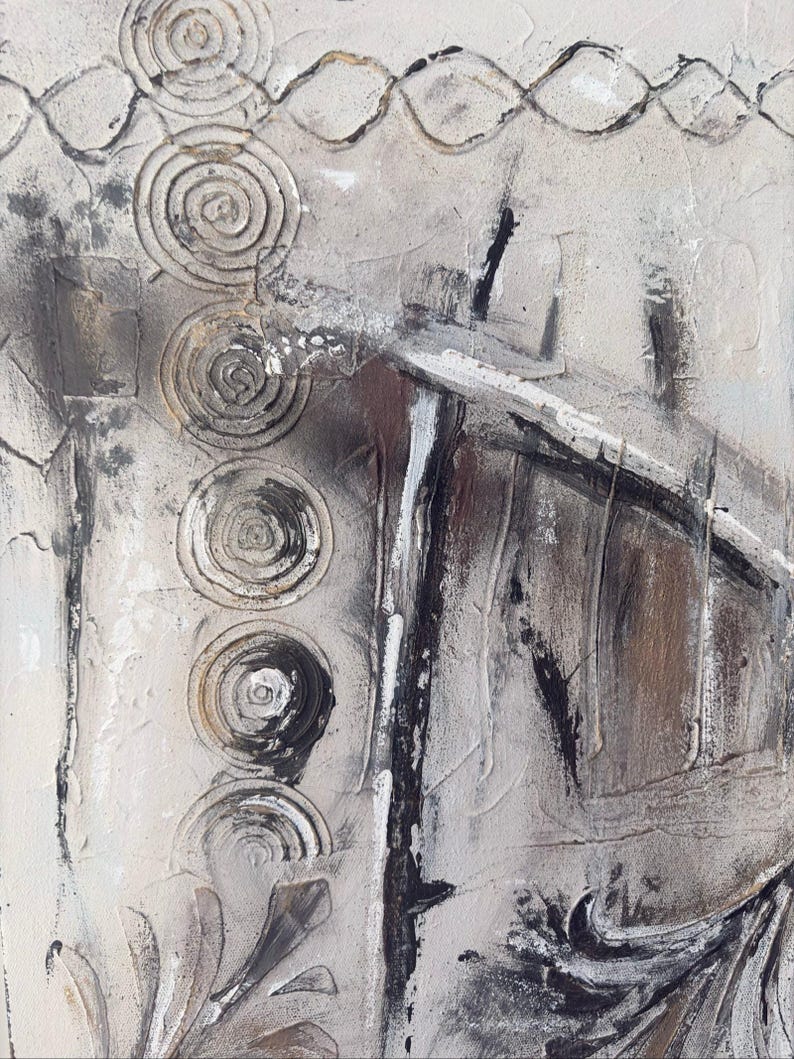 Original Abstract painting reclaimed Wall Art Canvas 80x80 cm Neutral image 5