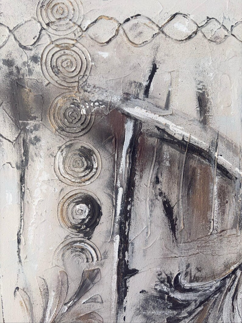 Original Abstract painting reclaimed Wall Art Canvas 80x80 cm Neutral image 15