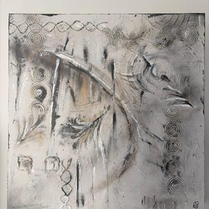 Original Abstract painting reclaimed Wall Art Canvas 80x80 cm Neutral image 8