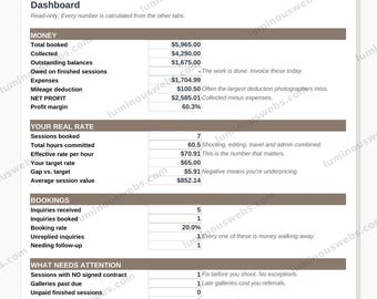 Photography Business Kit | Session Tracker, Pricing Guide (Excel, Word)