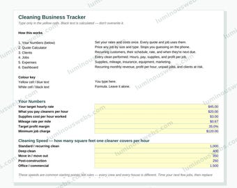 Cleaning Business Kit | Quote Calculator, Client Tracker, Service Agreement (Instant Download)