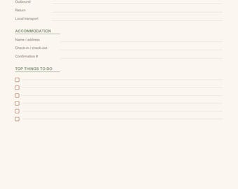 4-Page Travel Planner: Itinerary, Packing, Budget, Notes (Digital Download)