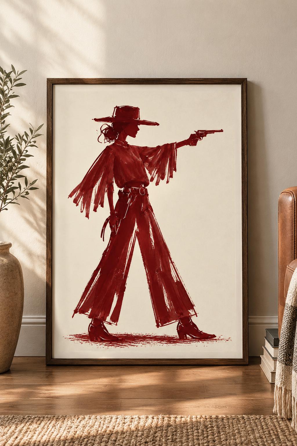 Cowgirl Wall Art Set of 2, Burgundy Western Set (table-truncated title) photo 4