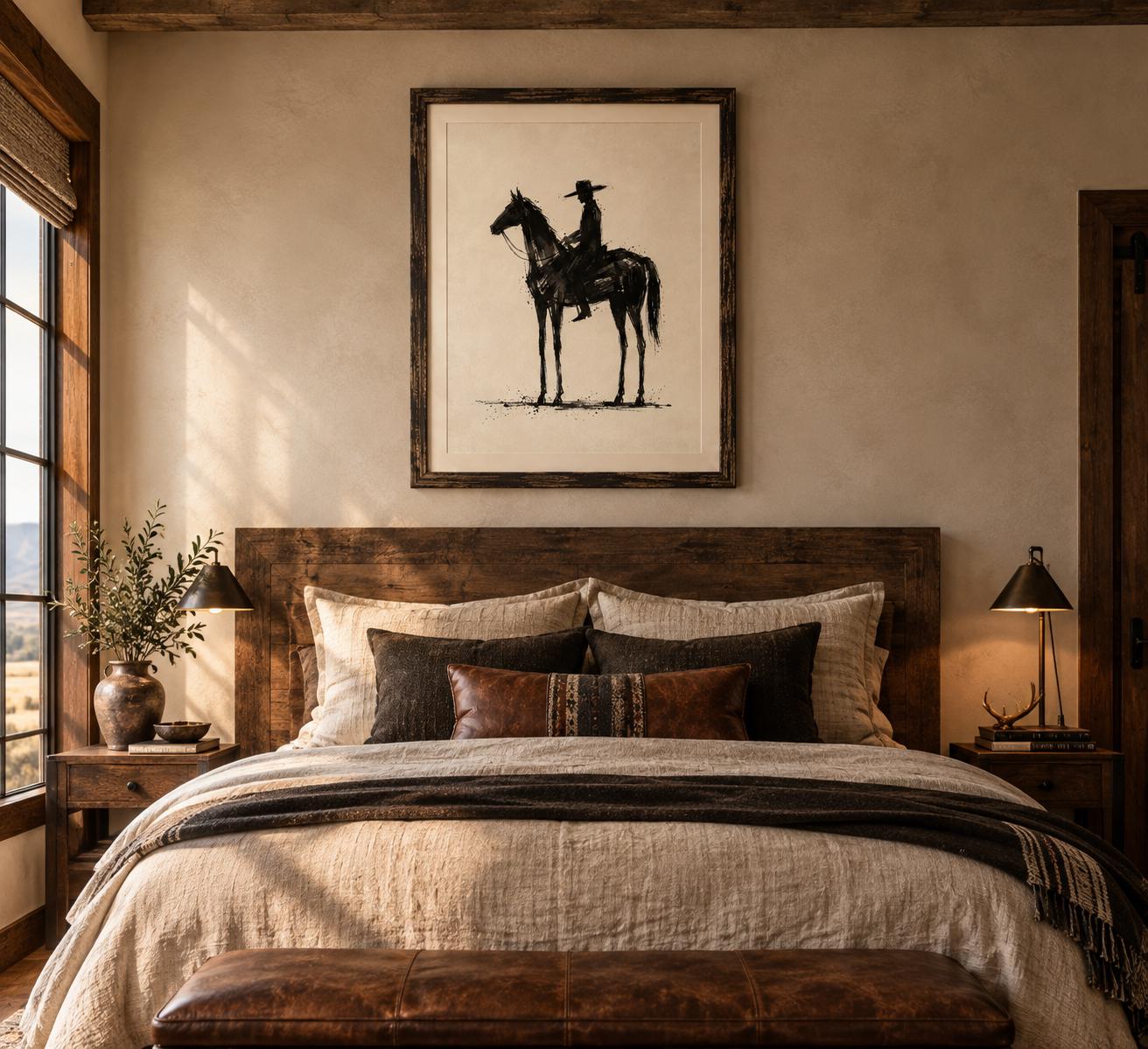Horse Wall Art Print, Vintage Cowboy Horse Decor, Western Printable photo 2