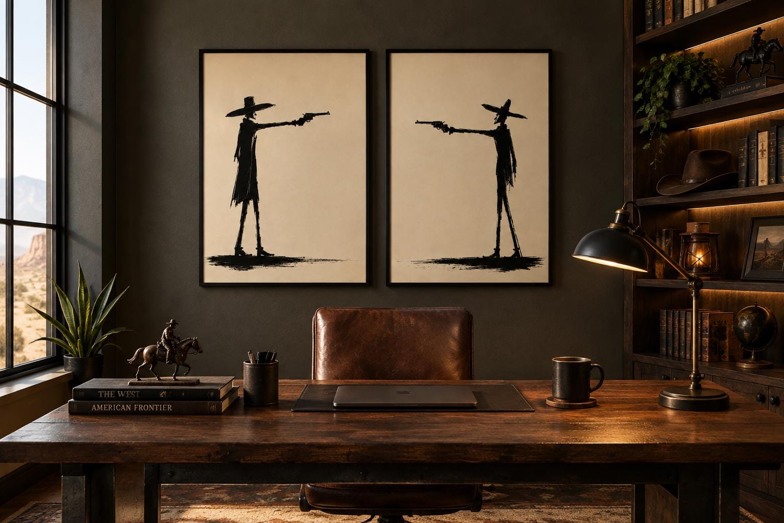 Cowboy Wall Art Print, Black and White Western Art, Minimalist Cowboy Decor photo 3