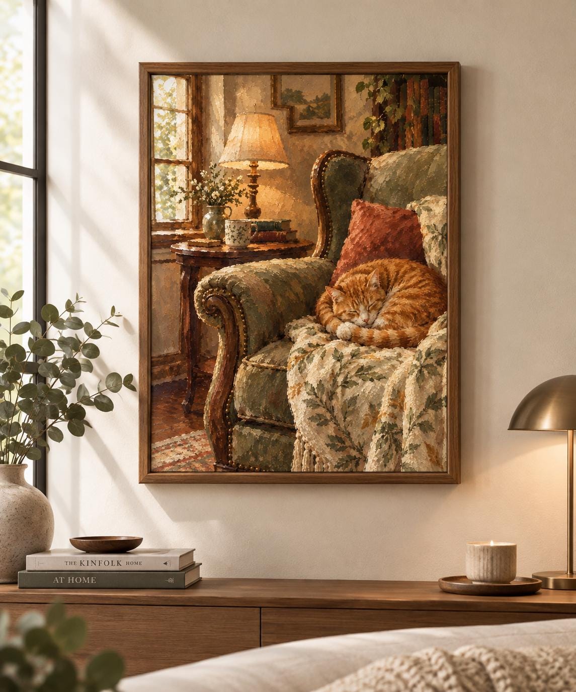 Cat Wall Art Print, Vintage Orange Tabby Sleeping Cat, Cottagecore Decor for Living Room and Bedroom, Printable Download photo 6