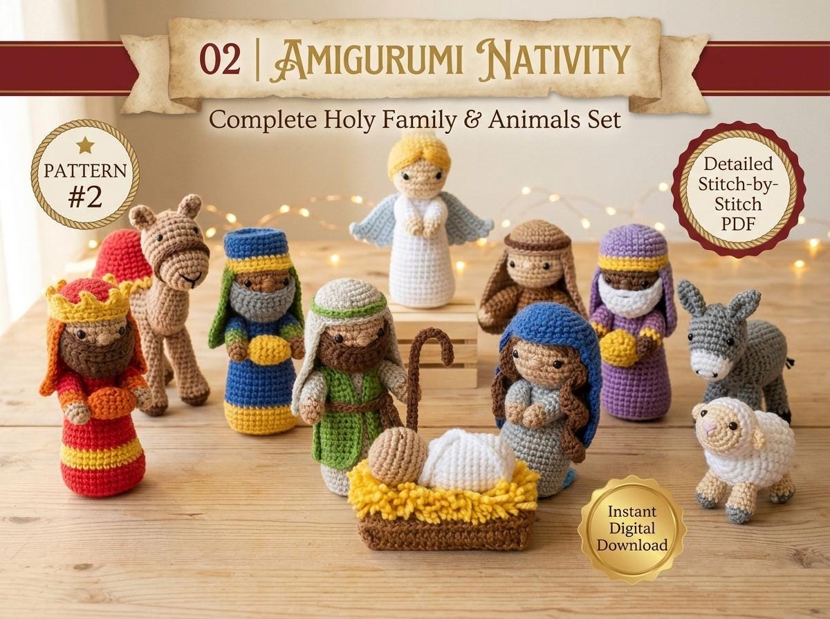 Amigurumi Pattern Bundle 3-in-1 Crochet Patterns, Nativity and Airplane Plush, Digital PDF photo 4