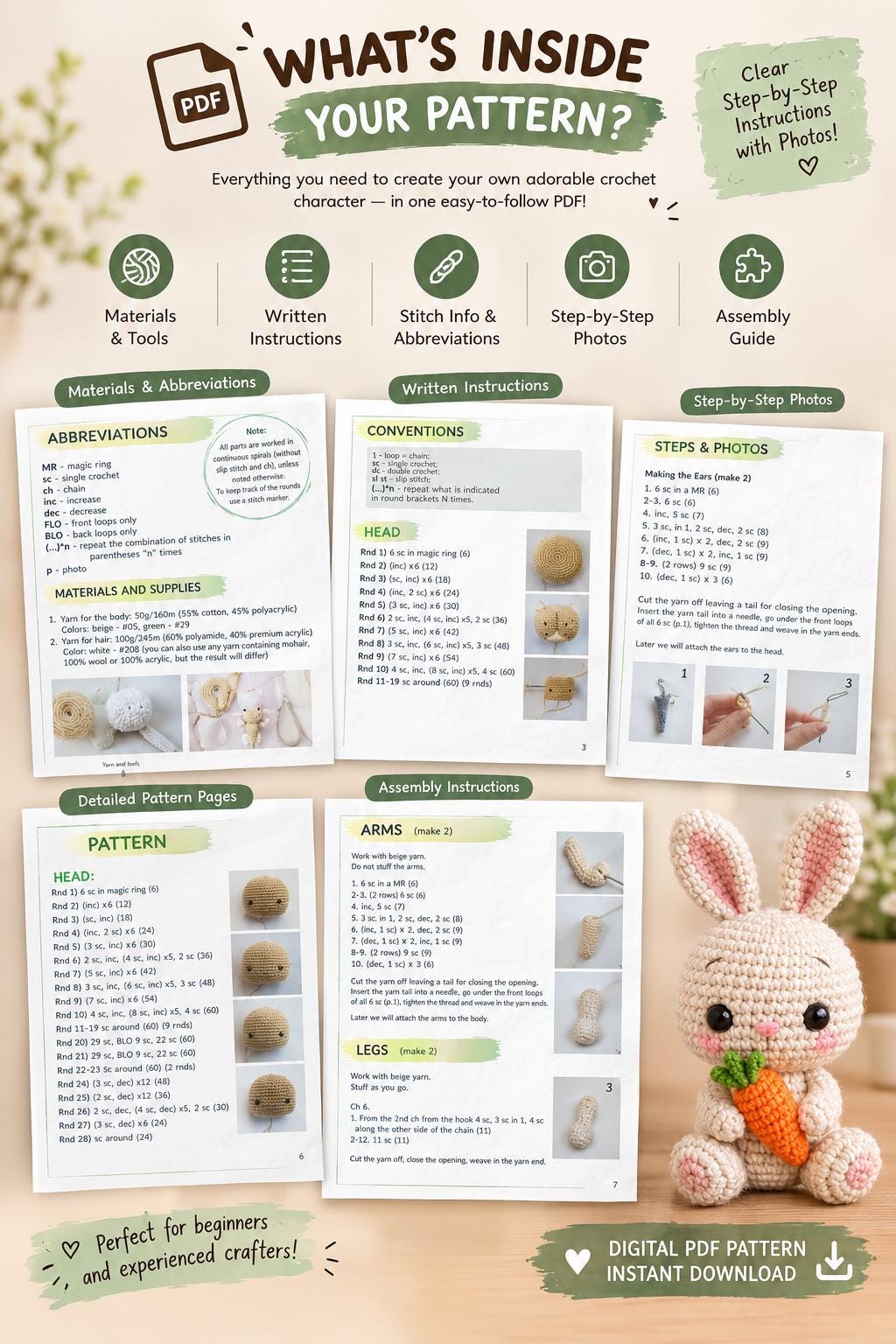 Crochet Pattern Bundle: 6 Baby Amigurumi Plushies, PDF Download photo 8