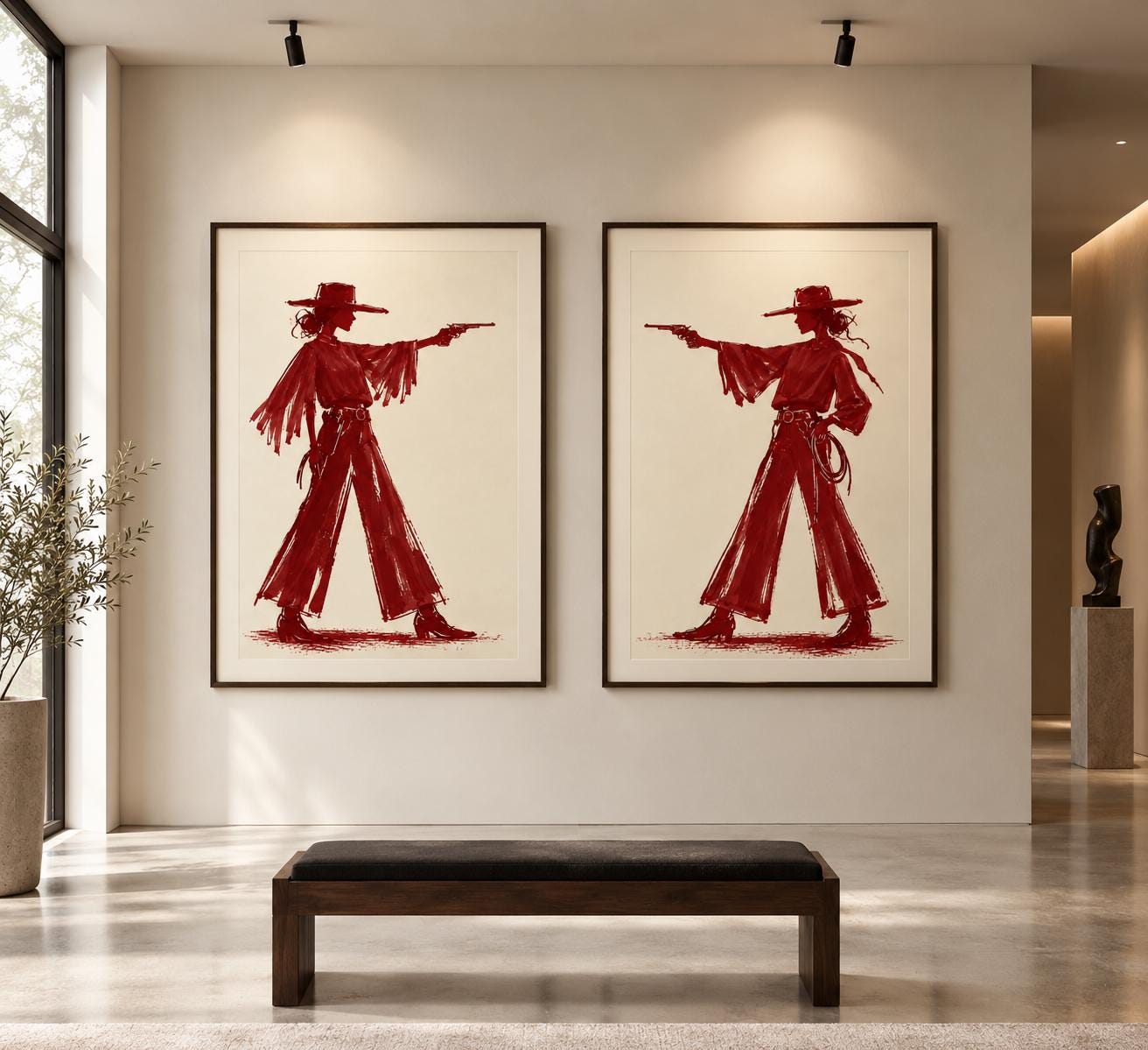 Cowgirl Wall Art Set of 2, Burgundy Western Set (table-truncated title) photo 7