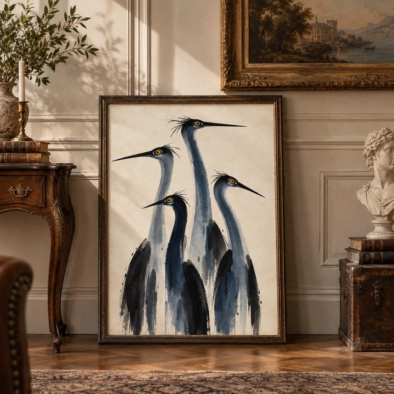 Coastal Wall Art Heron Print, Blue Heron Watercolor, Coastal Bird Decor for Beach House photo 6