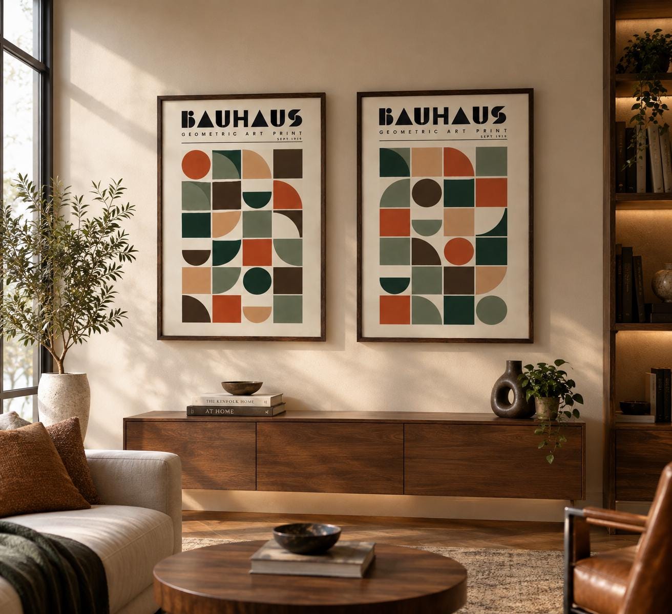 Bauhaus Wall Art Set of 2 Geometric Prints, Mid Century Printable Download photo 8