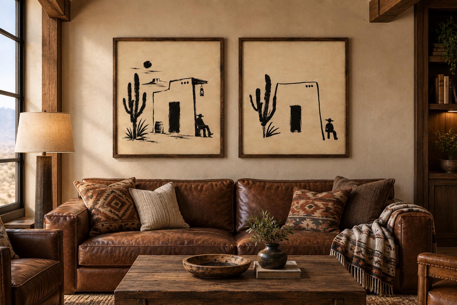 Cowboy Wall Art Print, Southwestern Cactus Desert Decor, Minimalist photo 3