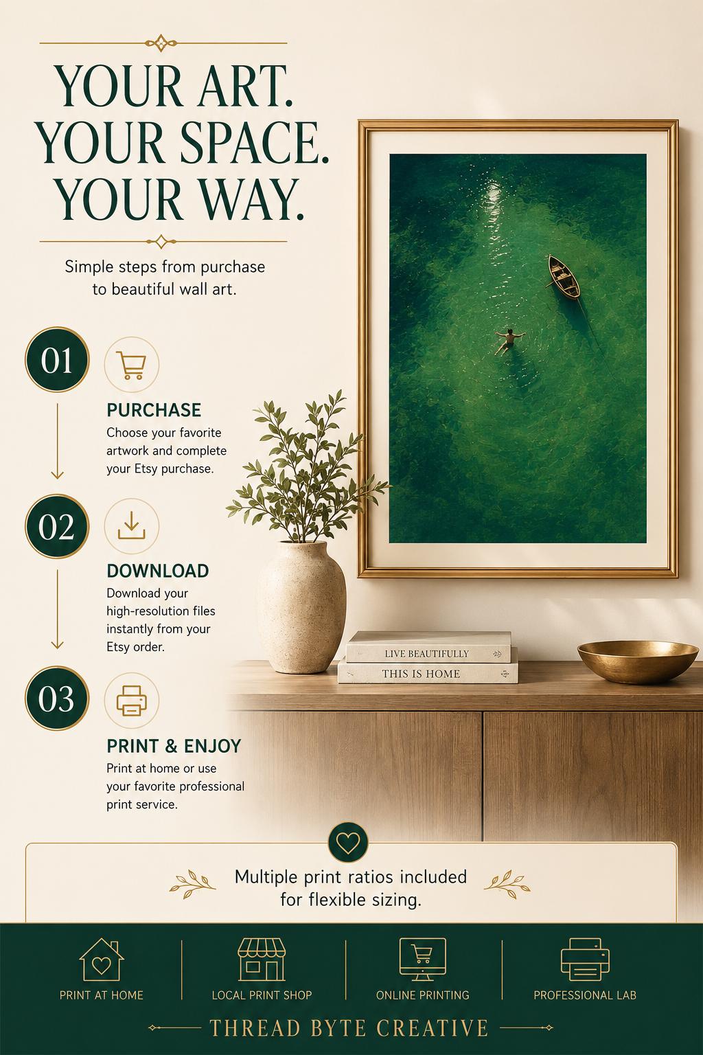 Swimmer Wall Art Print in Emerald Green, Aerial Pool Scene Digital Download photo 9